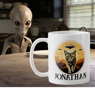 UFO Alien Cat  Personalized  Coffee Mug