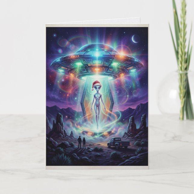 UFO Alien Christmas Abduction Card (Front)