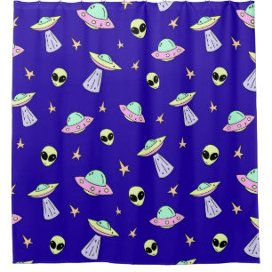 👽 UFO Alien Faces Starry Space Cosmic Blue Design