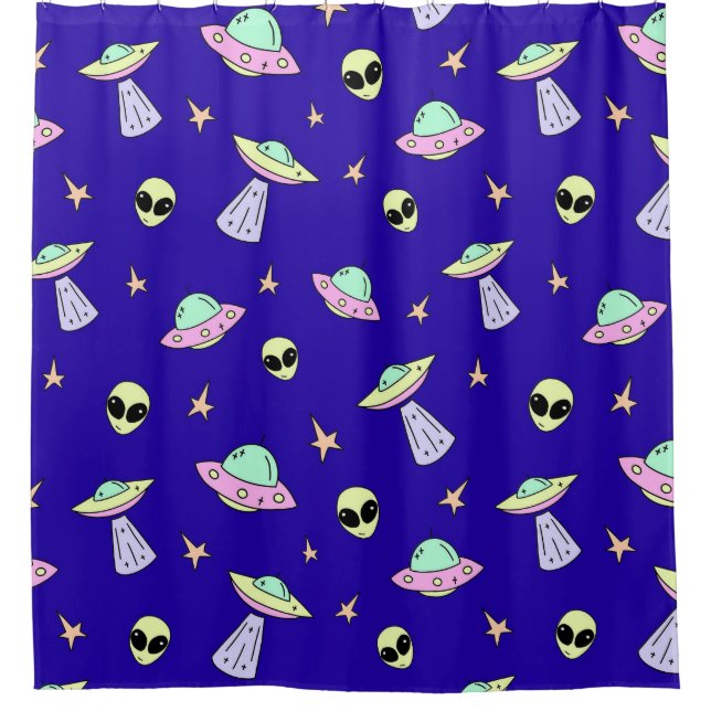 👽 UFO Alien Faces Starry Space Cosmic Blue Design (Front)