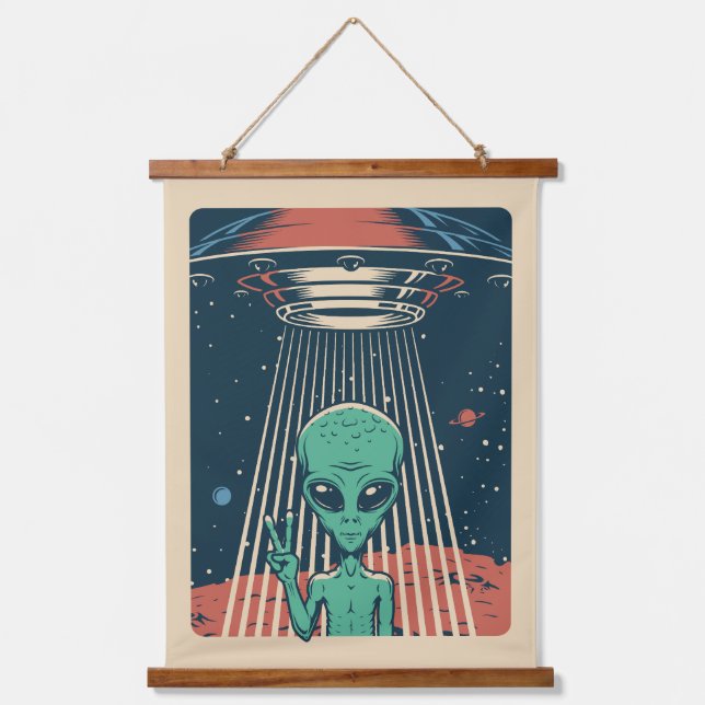 UFO Alien Hanging Tapestry (Front)