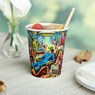 Ufo Alien Sci-fi Retro Comics Paper Cups