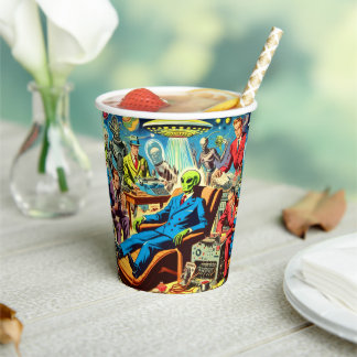 Ufo Alien Sci-fi Retro Comics Paper Cups