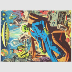 Ufo Alien Sci-fi Retro Comics Tissue Paper