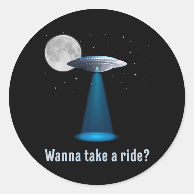 Ufo Alien Science Fiction Space Sci-Fi Funny Gift Classic Round Sticker (Front)