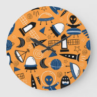 UFO alien, spaceships, kids pattern