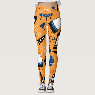 UFO alien, spaceships, kids pattern Leggings