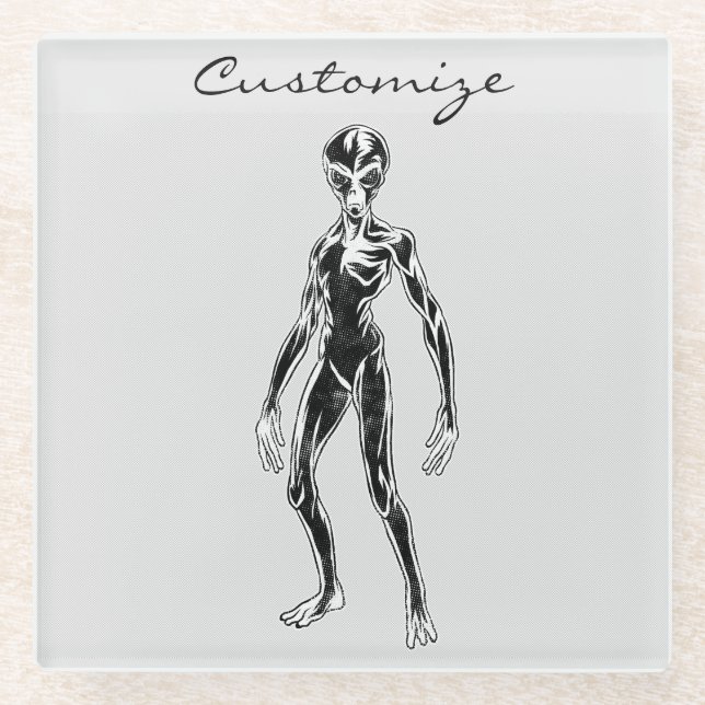 UFO Alien Thunder_Cove Glass Coaster (Front)