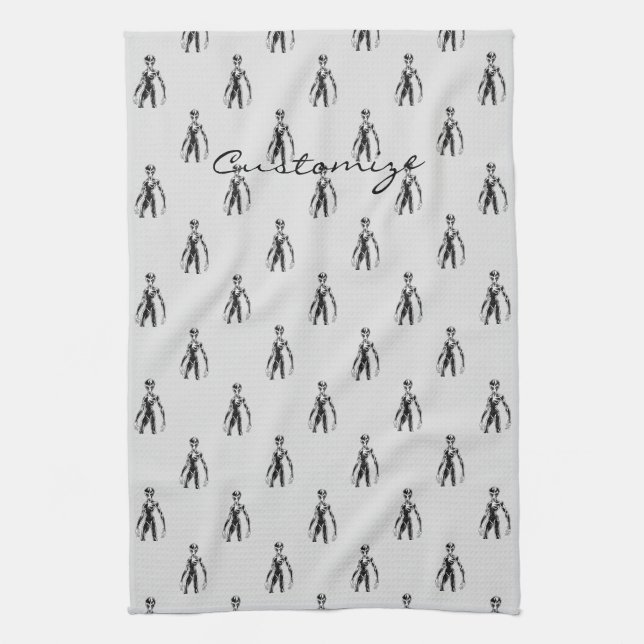 UFO Alien Thunder_Cove Kitchen Towel (Vertical)