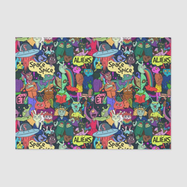 UFO aliens abstract Decoupage  Tissue Paper (Front)