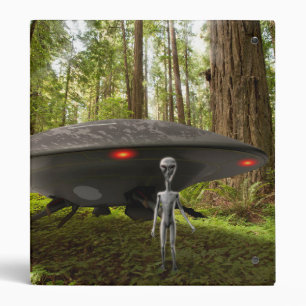 UFO and Alien in Forest Binder