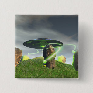 UFO and Ancient Stone Circle Button