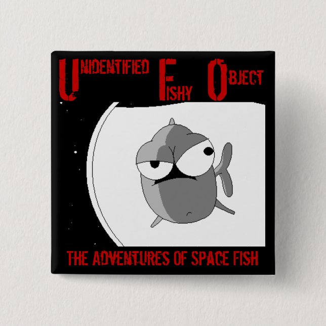 UFO (badge) 2 Inch Square Button (Front)