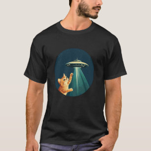 UFO Beaming a Cat Up for Galactic Joy for Adults a T-Shirt