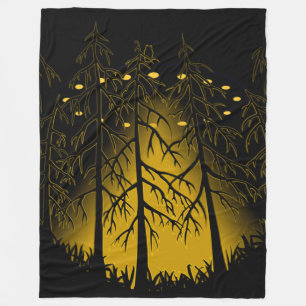 UFO Blanket Cool UFO w. Owl Art Fleece Blanket