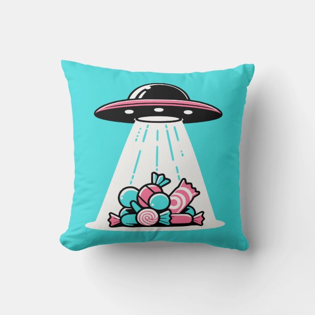 UFO Candy Throw Pillow (Front)