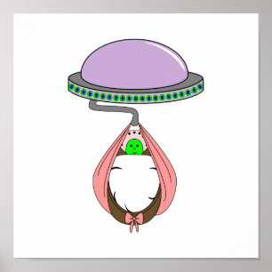 UFO Carrying Baby Pink Poster