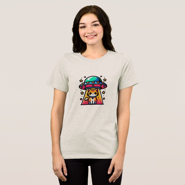 UFO Cat Abduction Tri-Blend Shirt (Front Full)
