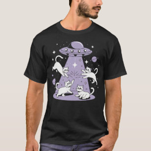 Ufo Cat Alien Abduction Alien Cats And Flying Sauc T-Shirt