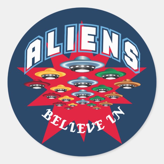 UFO CLASSIC ROUND STICKER (Front)