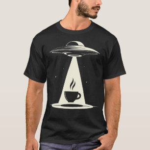 Ufo Coffee Abduction - Minimalist Vector Art T-Shirt