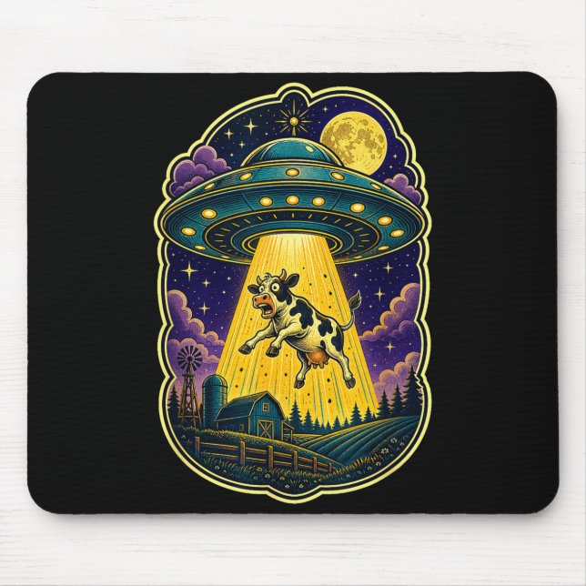 Ufo cow abduction funny alien farm  mouse pad (Front)