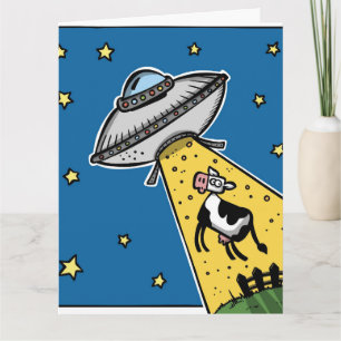 UFO COW ABDUCTION FUNNY BIRTHDAY CARD