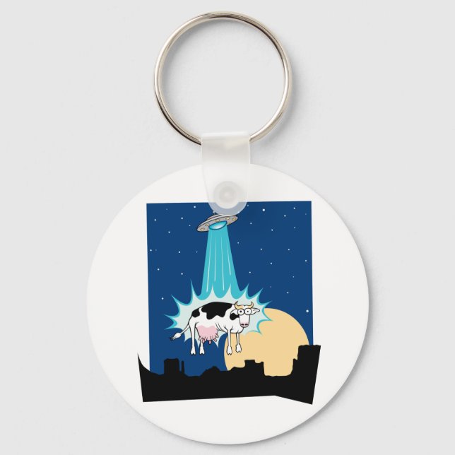 UFO Cow Abduction Keychain (Front)