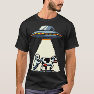 Ufo Cow Abduction Pixel Art T-Shirt
