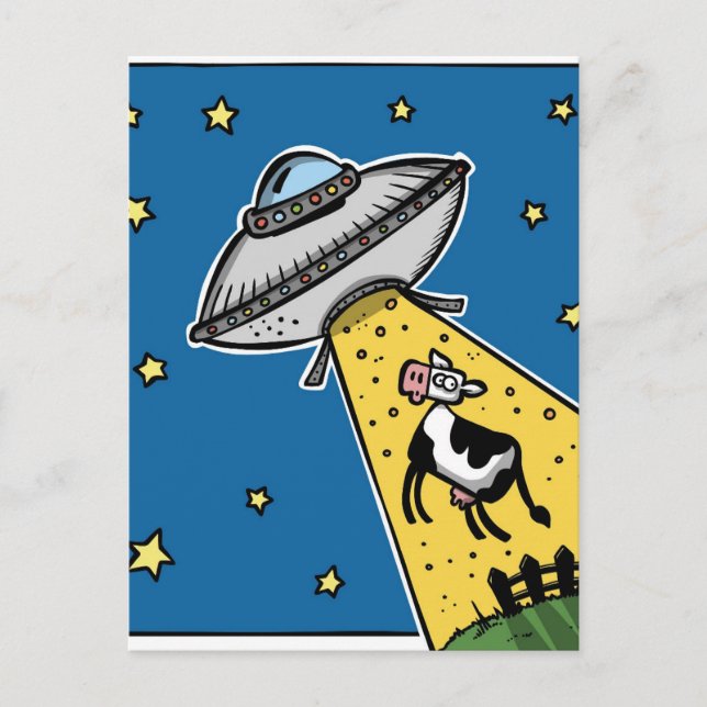 UFO COW ABDUCTION Postcard (Front)