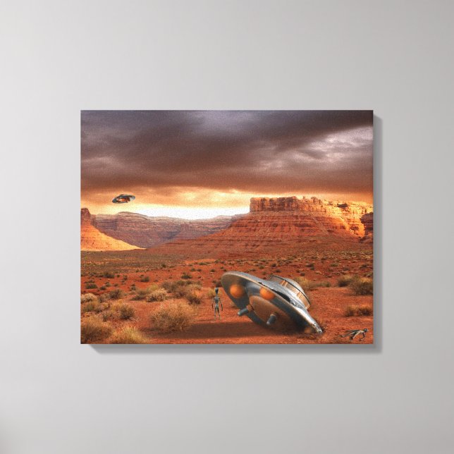 UFO Crash in Desert with Alien Fatality Canvas (Front)