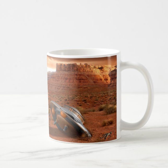 UFO Crash in Desert with Alien Fatality Mug (Right)