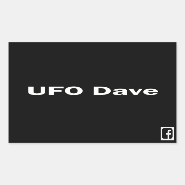 UFO Dave rectangular sticker with facebook logo (Front)