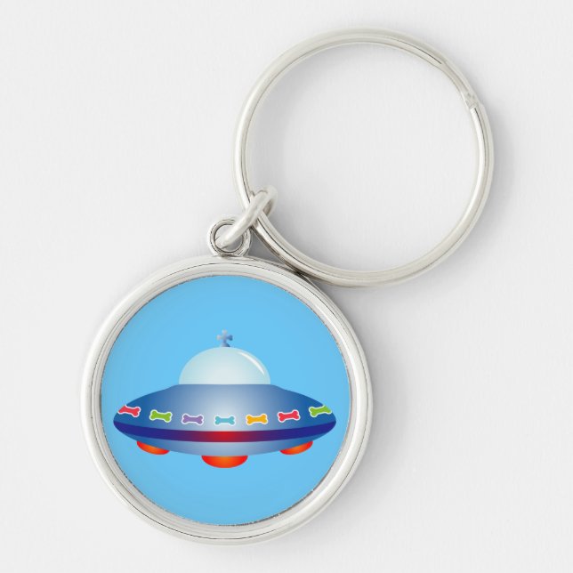 UFO Dog Bone Spaceship Keychain (Front)