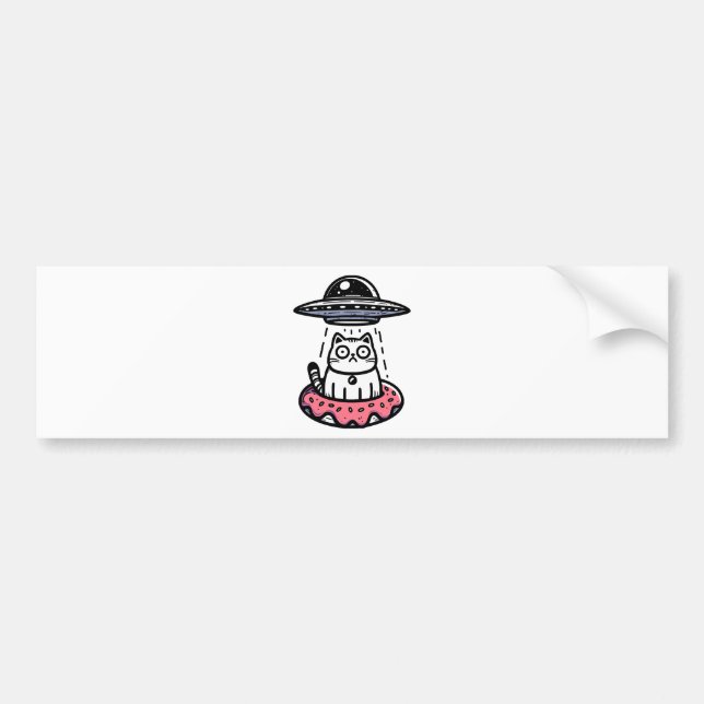 UFO Doughnut Cat Bumper Sticker (Front)