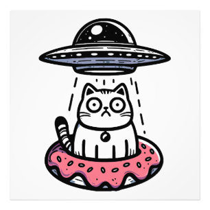 UFO Doughnut Cat Photo Print
