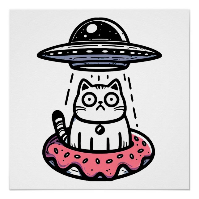 UFO Doughnut Cat Poster (Front)