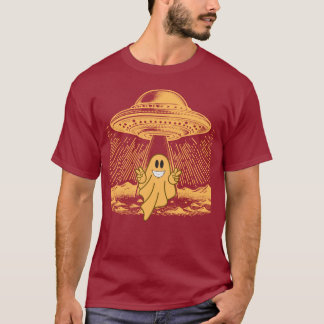 UFO Encounter Laughing Ghost Design T-Shirt