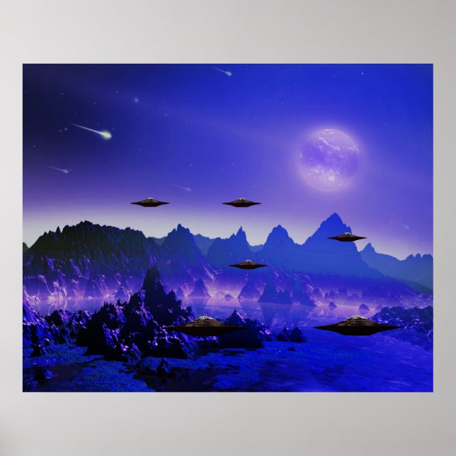 UFO flying object in space Poster (Front)