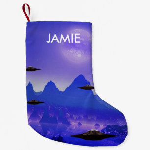 UFO flying object in space Small Christmas Stocking