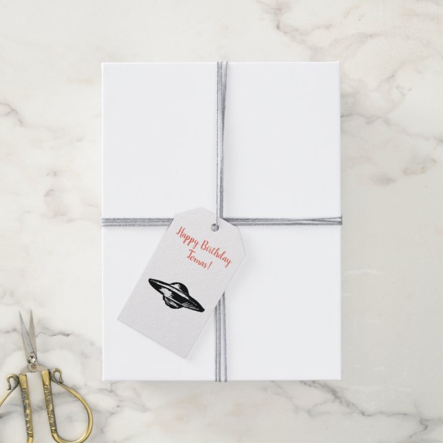 UFO flying saucer Gift Tags (With Twine)