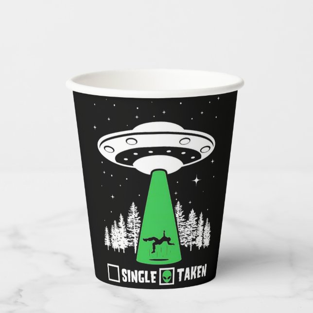UFO, funny UFO, flying saucer, alien abduction Paper Cups (Front)