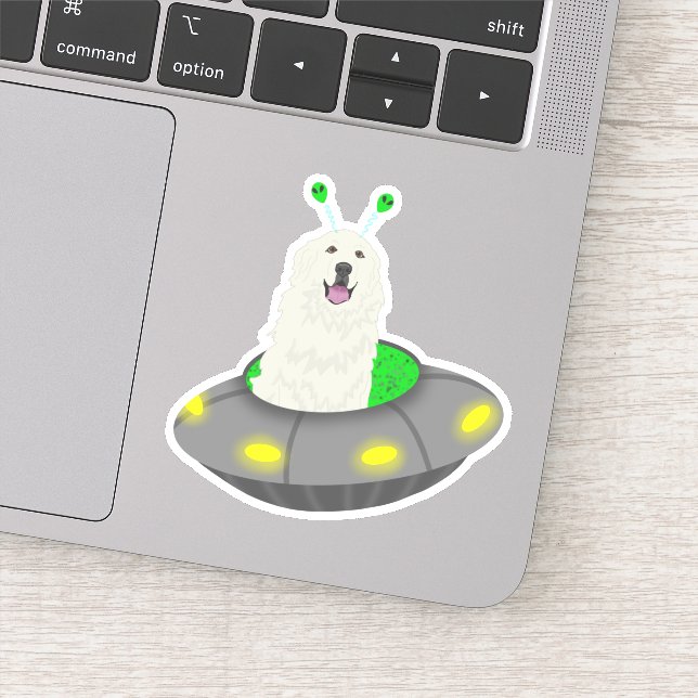 UFO Great Pyrenees Sticker (Detail)