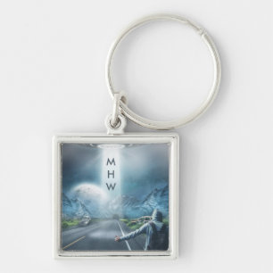 UFO Hitchhiker custom monogram key chains