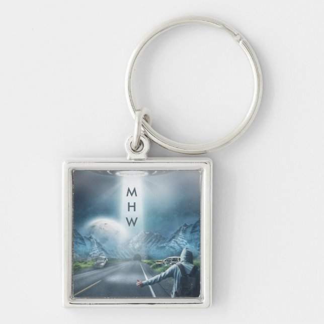 UFO Hitchhiker custom monogram key chains (Front)