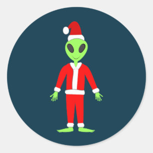 UFO Ho Ho Father Christmas alien Classic Round Sticker