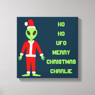 UFO Ho Ho Father Christmas alien Custom Canvas Print