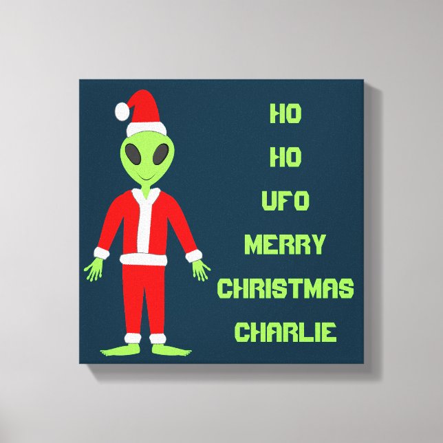 UFO Ho Ho Father Christmas alien Custom Canvas Print (Front)