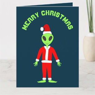 UFO Ho Ho Father Christmas alien Custom Card