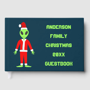UFO Ho Ho Father Christmas alien Custom Guest Book